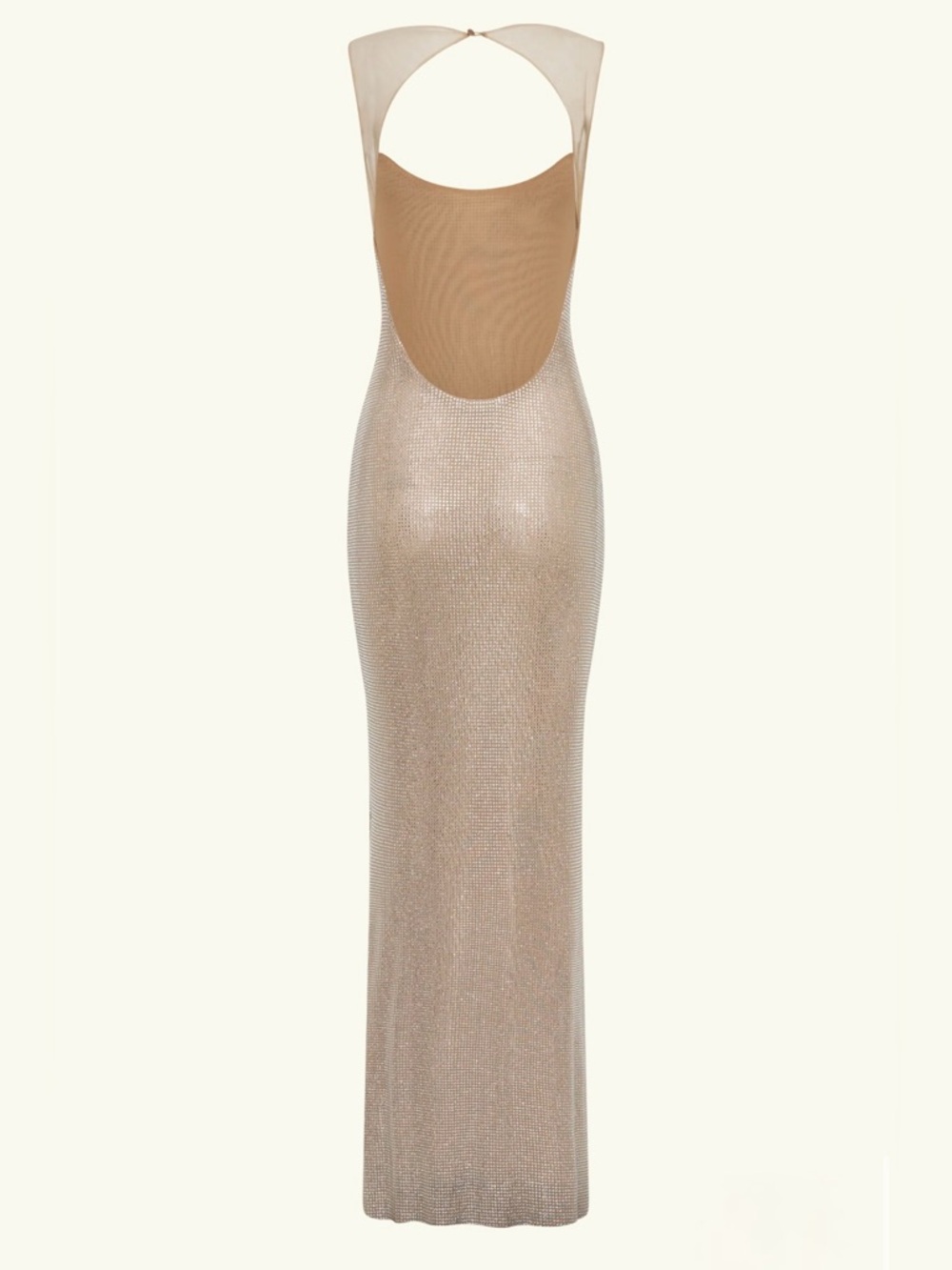 Jasmyn Hot Fix Maxi Dress With Mesh Back - Nude